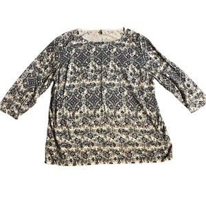 Talbots Women’s Plus‎ Size 2X Blouse – 3/4 Sleeve Kaleidoscope Print Top